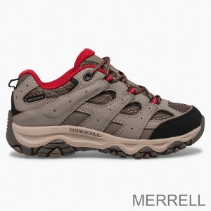 Loja de calçados para caminhada Merrell Portgual Moab 3 Low Lace impermeável infantil vermelho